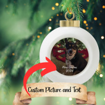 Customisable Photo Christmas Ceramic Ball Ornament