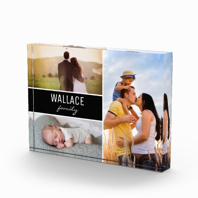 Customisable Photo Collage Family Script Keepsake (Right)