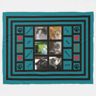 Customisable Photo Collage/Instagram Style Blue Fleece Blanket