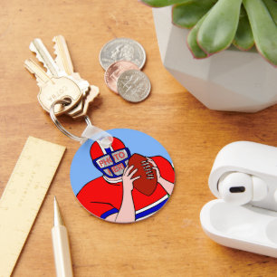 Customisable photo football grid iron key ring