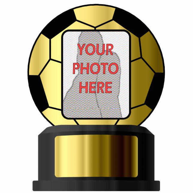 Customisable photo golden soccer  Acrylic Sculptur Standing Photo Sculpture (Front)