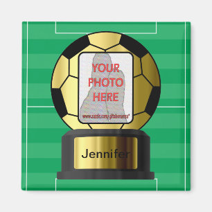 Customisable photo Golden soccer ball magnets