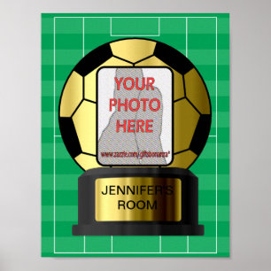 Customisable photo golden soccer ball room posters