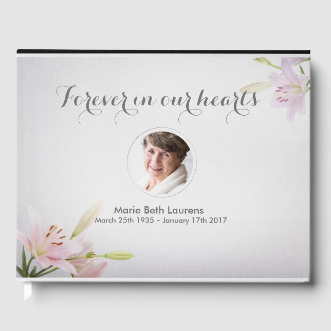 Customisable Photo Memorial Lilies Guest Book (Front)