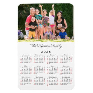 Customisable Photo Name 2025 Calendar Magnet