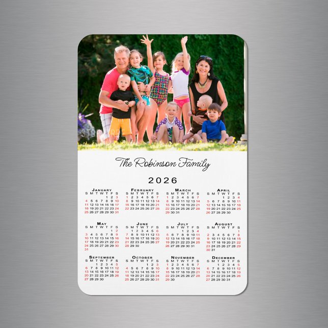 Customisable Photo Name 2026 Calendar Magnet (Customizable Photo Name 2026 Calendar Magnet in situ)