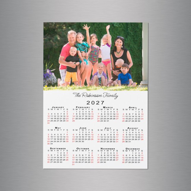 Customisable Photo Name 2027 Calendar Magnet (Customizable Photo Name 2027 Calendar Magnet in situ)