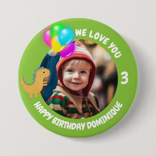 Customisable Photo, Name And Age Birthday Button