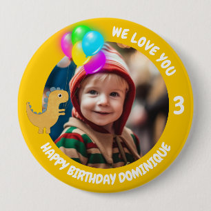 Customisable Photo, Name And Age Birthday Button