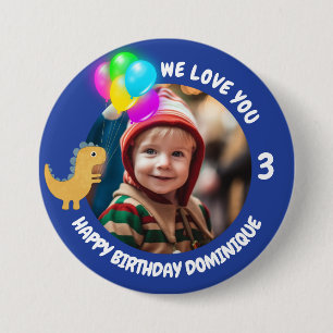 Customisable Photo, Name And Age Birthday Button