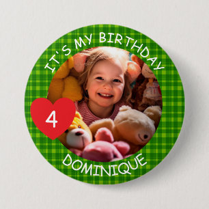 Customisable Photo, Name And Age Birthday Button