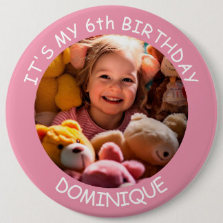 Customisable Photo, Name And Age Birthday Button