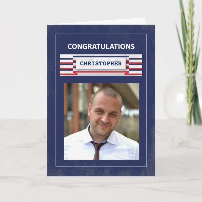 Customisable Photo, Name Firefighter Graduate Card (Front)