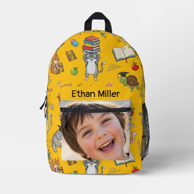 Customisable Photo & Name Kids Back-to-School Prin Printed Backpack (Front)