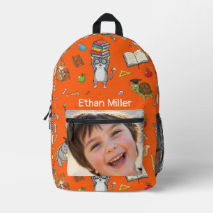 Customisable Photo & Name Kids Back-to-School Prin Printed Backpack