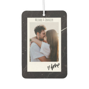 Customisable Photo & Names, Black Valentine's Day Car Air Freshener
