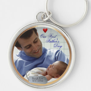 Customisable Photo Our First Fathers Day Key Chain