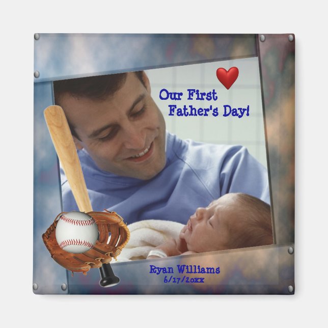 Customisable Photo Our First Fathers Day Magnet (Front)
