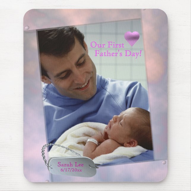 Customisable Photo Our First Fathers Day Mousepad (Front)