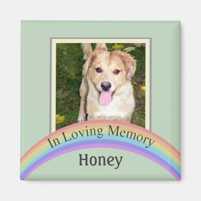 Customisable Photo Pet Memorial (Green) Magnet (Front)
