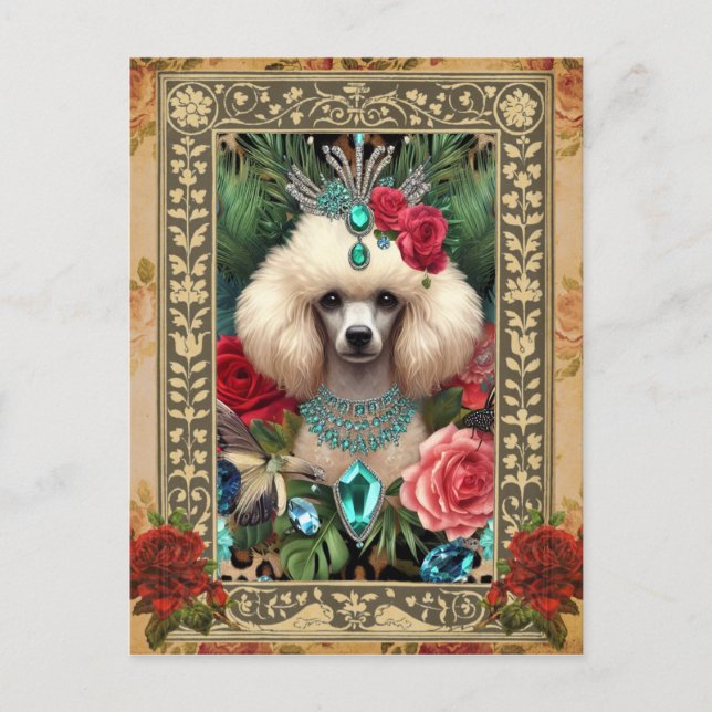 Customisable Photo Post Card - White Poodle (Front)