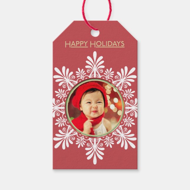Customisable photo Red Gift Tags (Front)
