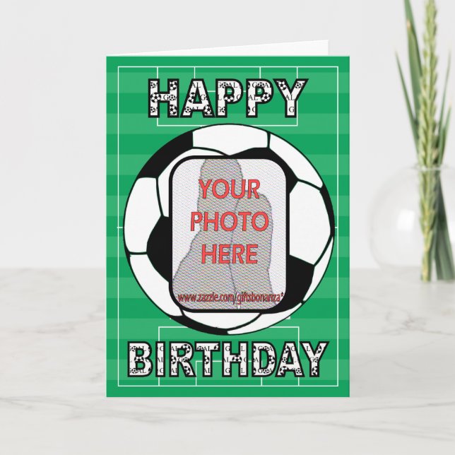 Customisable photo soccer ball Greetings cards (Front)