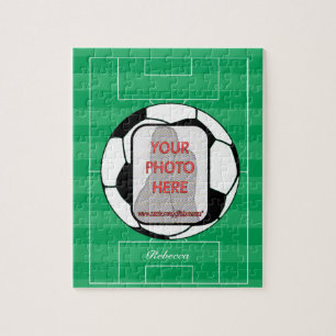 Customisable photo soccer ball jigsaw puzzle