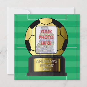 Customisable photo soccer ball party invitations