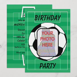 Customisable photo soccer ball party invitations