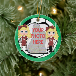 Customisable photo soccer Girl award ornament