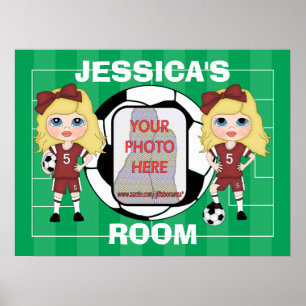 Customisable photo soccer girl room posters
