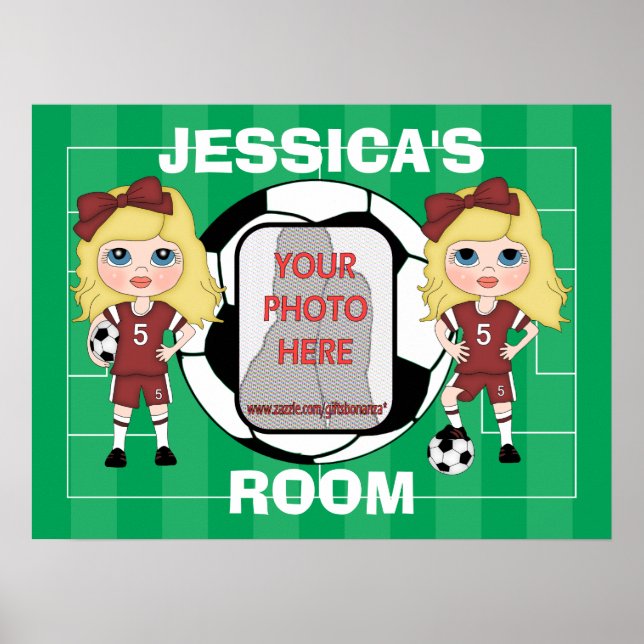 Customisable photo soccer girl room posters (Front)