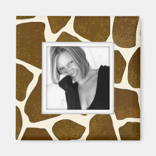 Customisable Photo Upload Giraffe Print Magnet