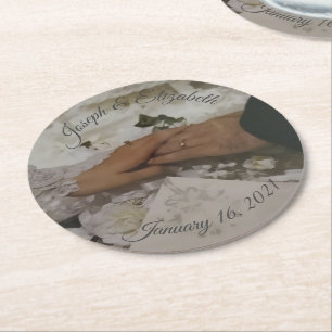 Customisable Photo Wedding Favours Round Paper Coaster