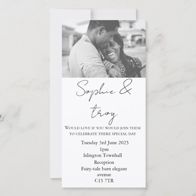 customisable photo wedding invitation (Front)
