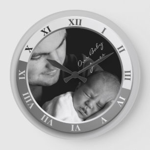 Customisable Photograph Clock Silver Roman Numeral