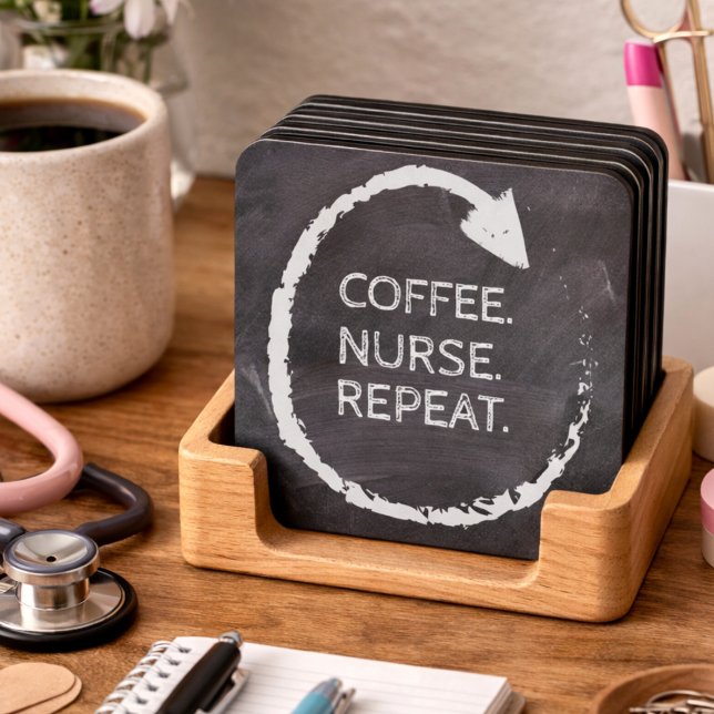 Customisable Phrase Coffee Nurse Repeat Coaster (Creator Uploaded)