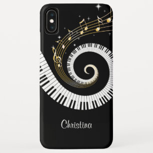 Customisable Piano Keys and Gold Music Notes iPhone XS Max Case