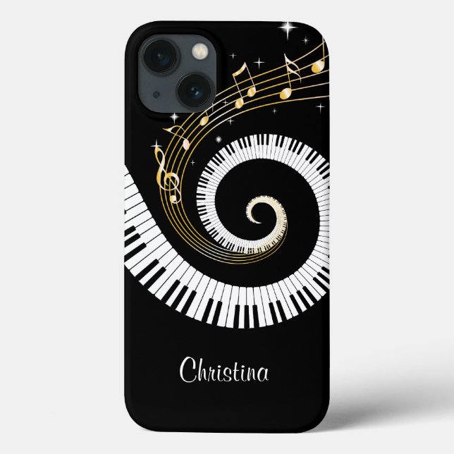 Customisable Piano Keys and Gold Music Notes Case-Mate iPhone Case (Back)