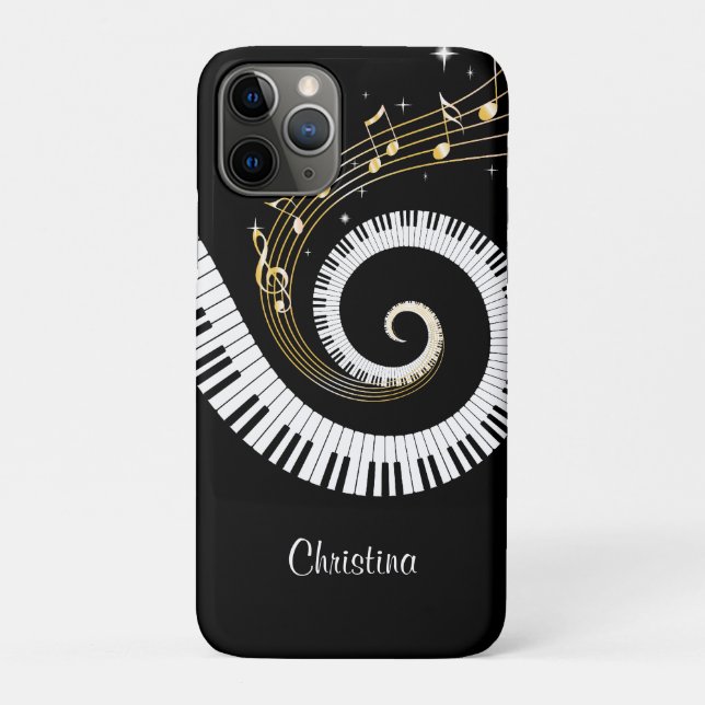 Customisable Piano Keys and Gold Music Notes Case-Mate iPhone Case (Back)