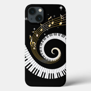 Customisable Piano Keys and Gold Music Notes iphon iPhone 13 Case