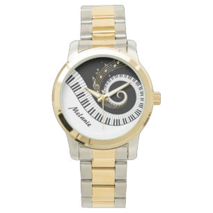 Customisable Piano Keys and Gold Music Notes Watch