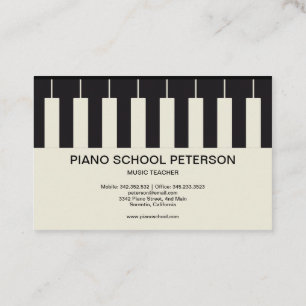 Customisable Piano School Teacher Business Card