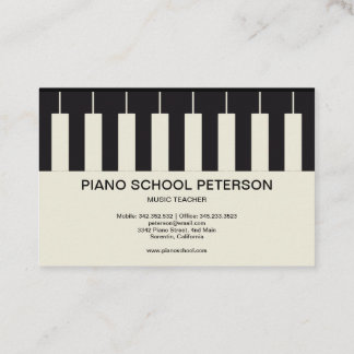 Customisable Piano School Teacher Business Card