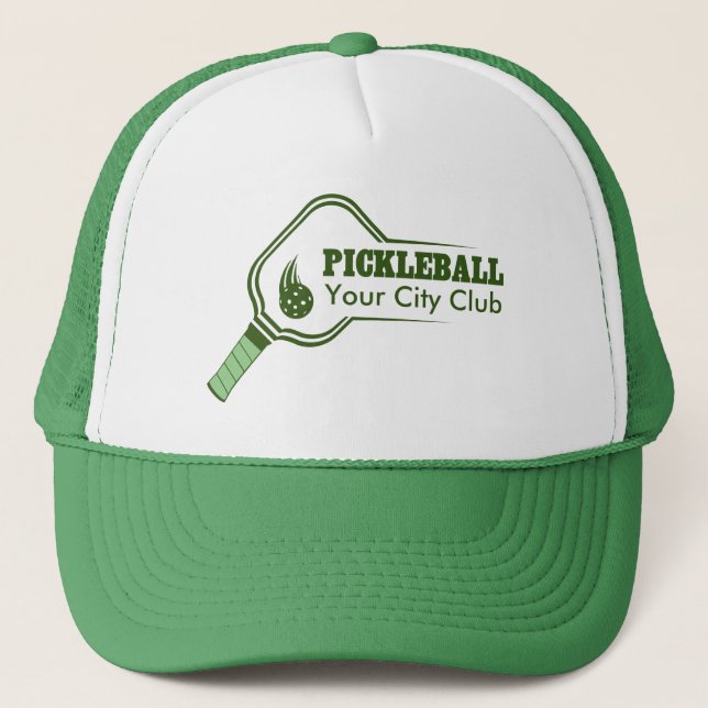 Customisable Pickleball Club Green Trucker Hat (Front)