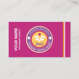 Customisable pickleball coach pink business card