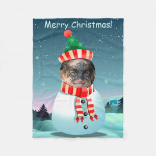 Customisable Picture Snowman Fleece Blanket