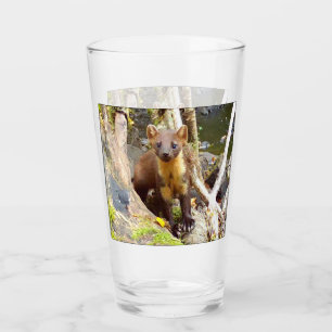 Customisable Pine Marten on Log Wildlife Nature Glass