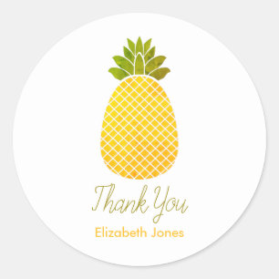 Customisable Pineapple Thank You Classic Round Sticker